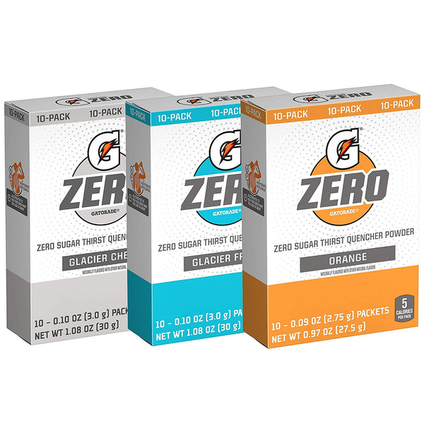 Gatorade G Zero Sugar 3 Flavor Variety Pack Sports Drink Mix Powder, 0.1 oz, 50 Pack