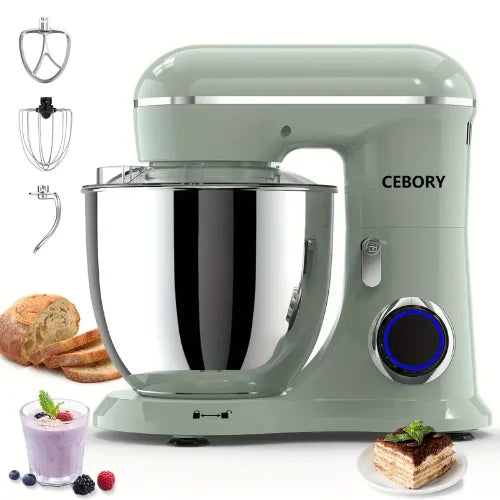 1pc, 3-IN-1 Electric Stand Mixer, 660W 10-Speed With Pulse Button, Attachments Include 6.5QT Bowl, Dough Hook, Beater, Whisk For Most Home Cooks, Morandi Green