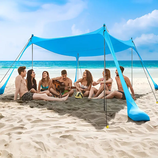Easy-Setup Portable Beach Tent - UV Protection, Wind-Resistant, Lightweight Shelter for Seaside & Outdoor Camping, Ideal Yard Awning & Beach Mat