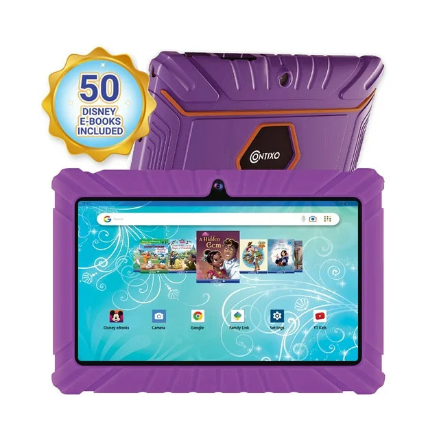 Contixo 7 Android Kids Tablet 32GB, Includes 50+ Disney Storybooks &  Stickers (Value $200), Kid-Proof Case, (2023 Model V8) - Purple
