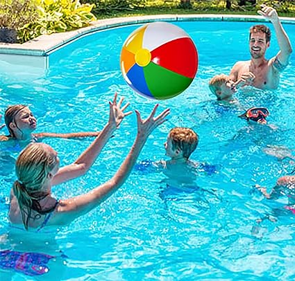 4E's Novelty Beach Balls 3 Pack 20" Inflatable for Kids - Toys & Toddlers, Pool Games, Toy Classic Rainbow Color