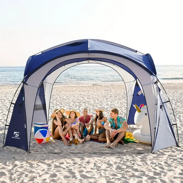 Large 12x12ft Beach Canopy Tent with 2 Side Walls-UPF50+ Sun Shield-Waterproof for Outdoor Events, Camping, Parties, and Picnics Local warehouse